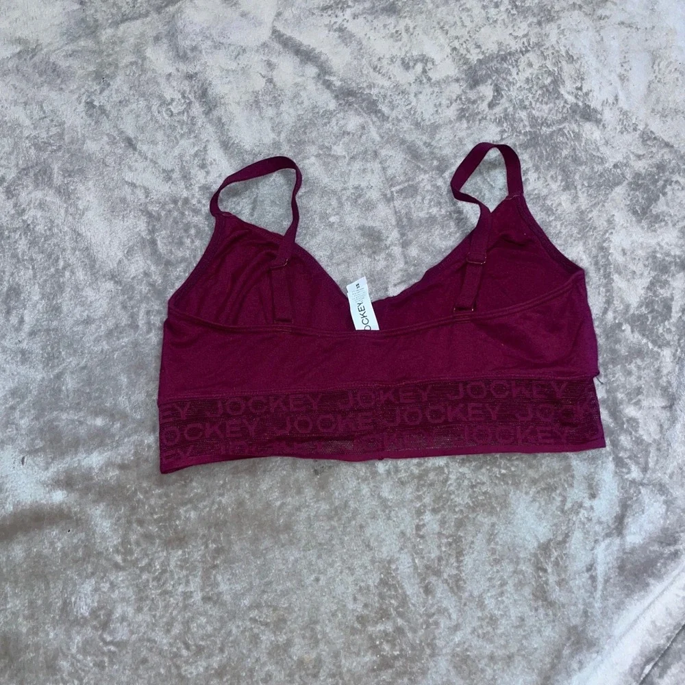 Jockey Womens Plum Logo Band V-Neck Bralette Size Medium - Picture 3 of 3